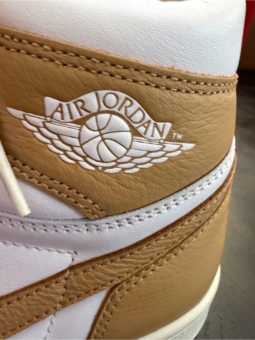 Jordan High Top Sneaker in White and Wheat Tan 8.5 - Picture 4 of 8